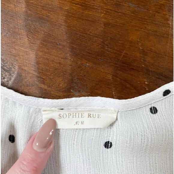 Anthropologie Sophie Rue Polka Dot Cold‎ Shoulder Wrap blouse M - Picture 5 of 13